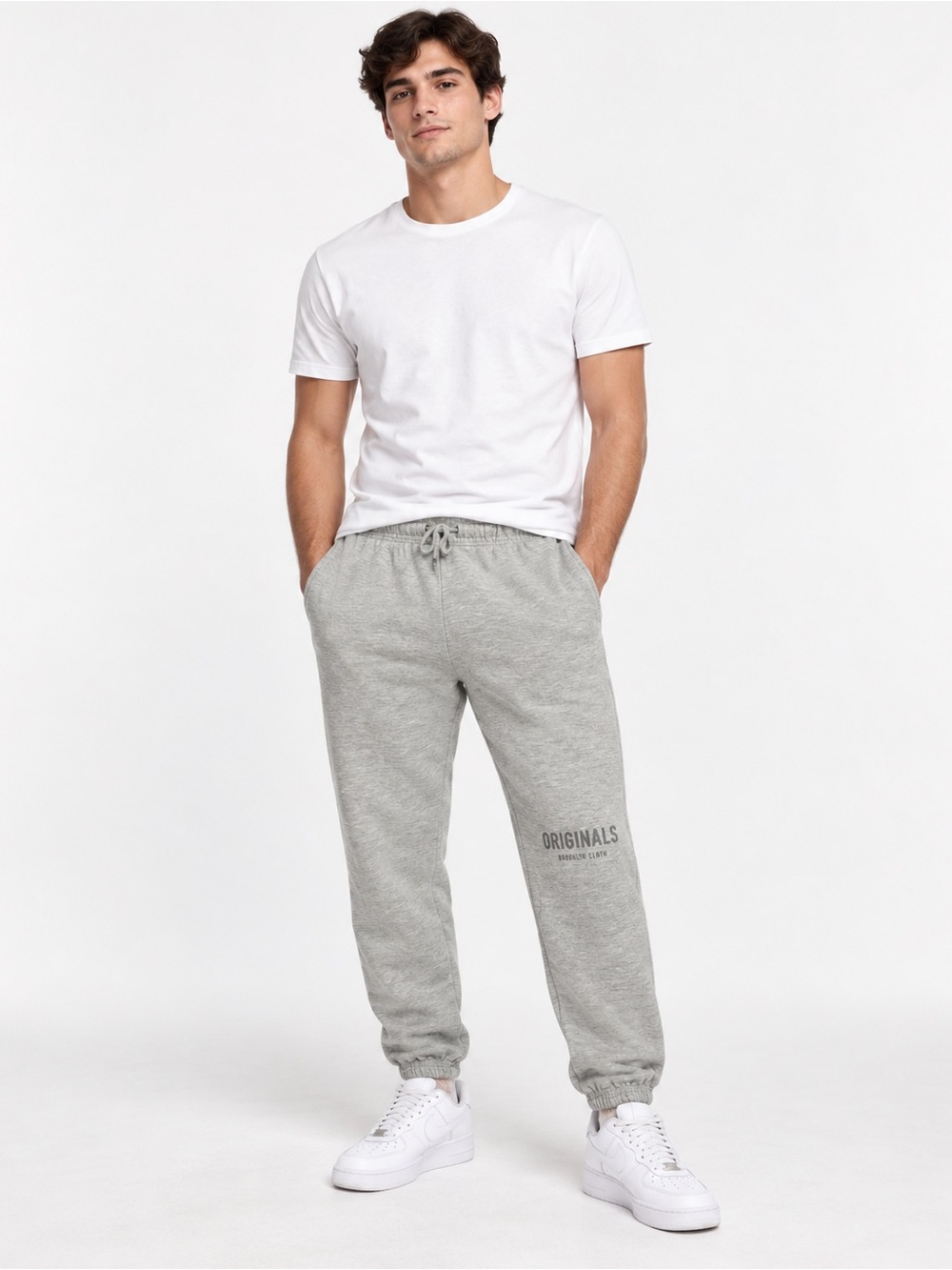 Originals Brooklyn Cloth Men’s Medium Gray Jogger Sweatpants Logo Fleece Casual - Picture 5 of 6